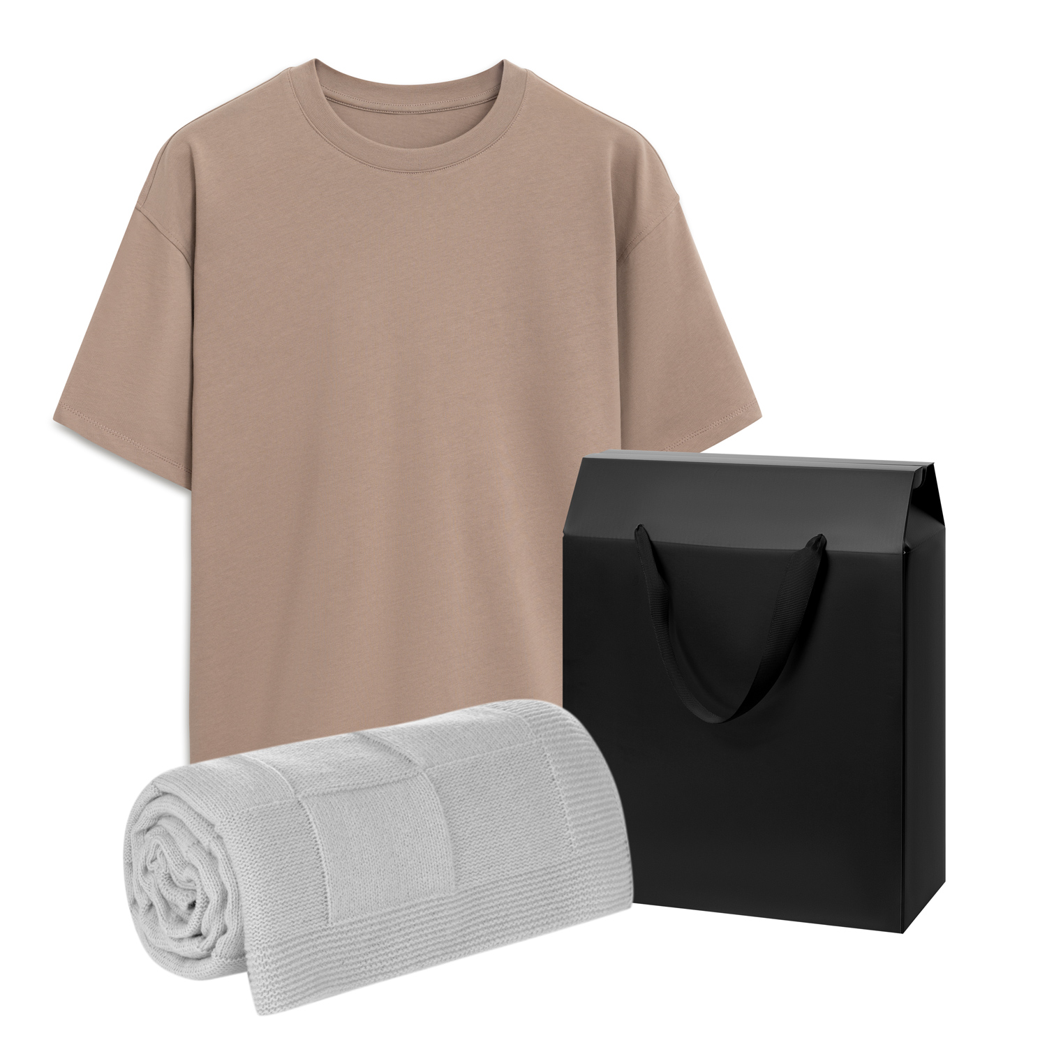 Набор с одеждой RUST (футболка, плед), мокко/серый, XL/2XL