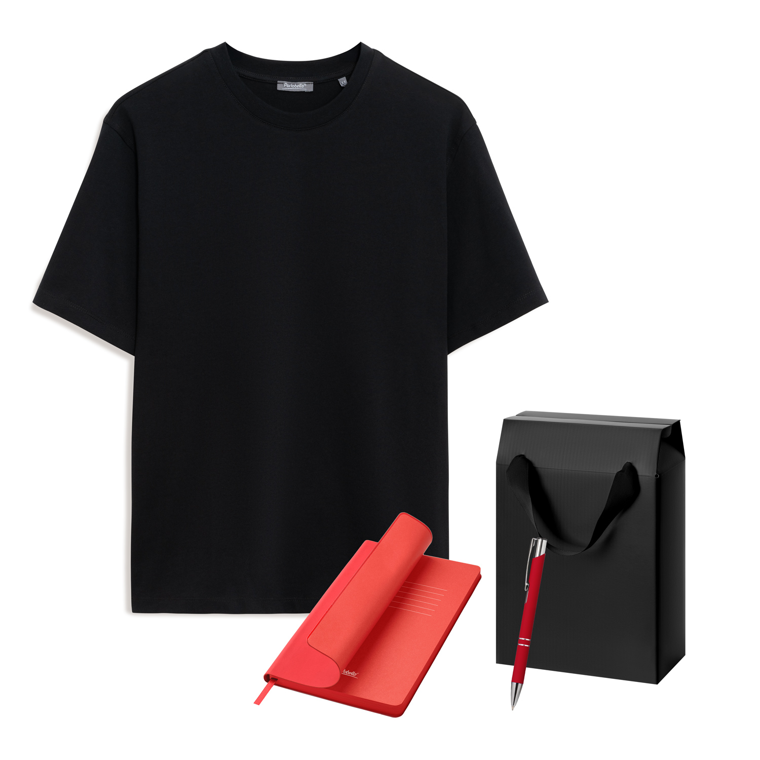 Набор с одеждой RUST (футболка, ежедневник, ручка), красный/черный, S