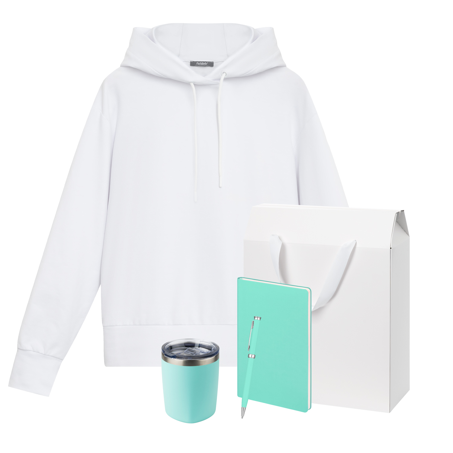 Набор с одеждой ALEX (худи, термокружка, ежедневник, ручка), мятный/аква, XL