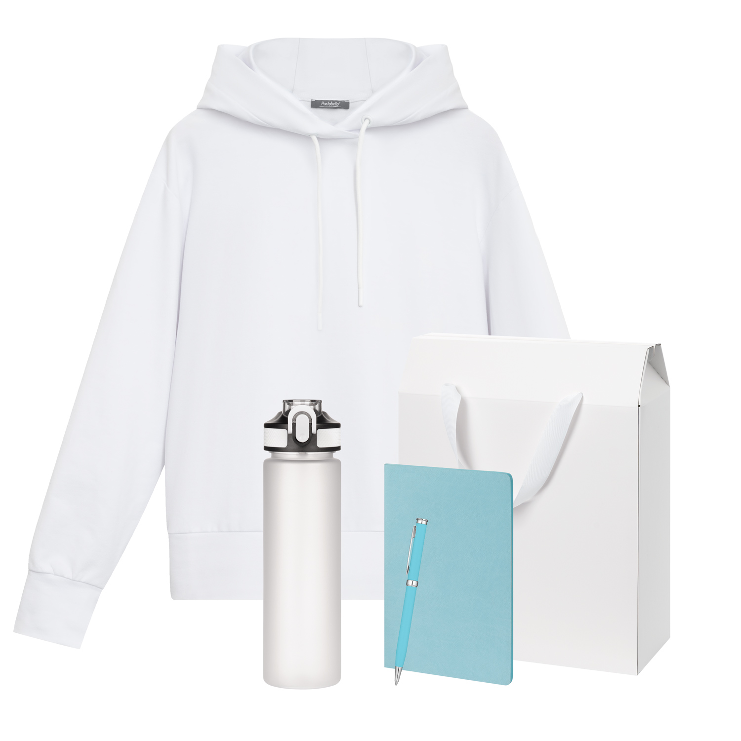 Набор с одеждой ALEX (худи, бутылка, блокнот, ручка), голубой, S