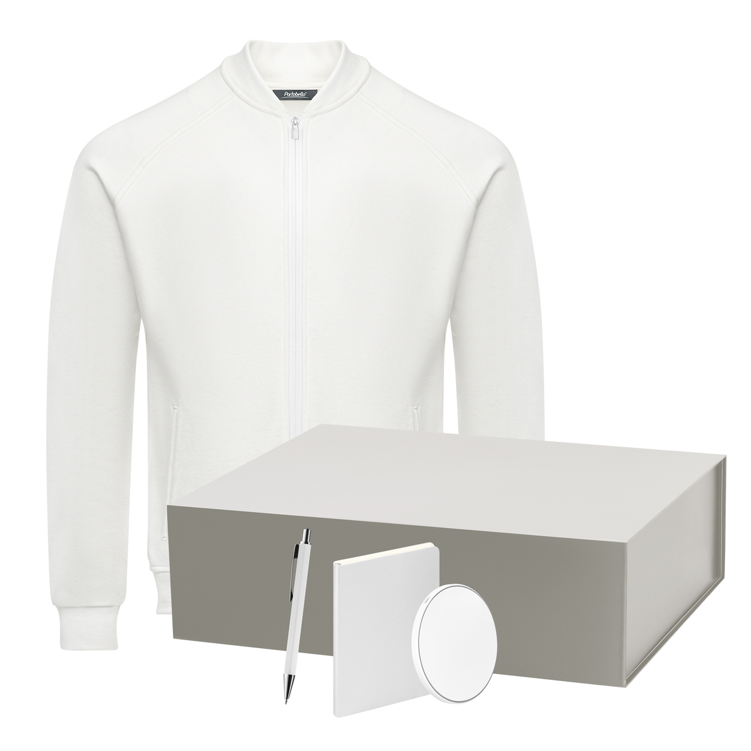 Набор с одеждой TORRES (толстовка, зарядное устройство, блокнот, ручка), белый/серебряный, XXXL