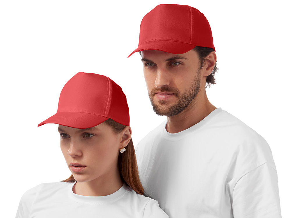 Бейсболка Poly 5-ти панельная 120 гр, красный