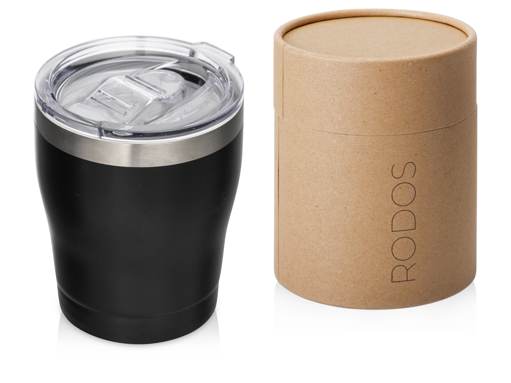 Вакуумная термокружка c керамическим покрытием Rodos, непротекаемая крышка, 350 мл, черный