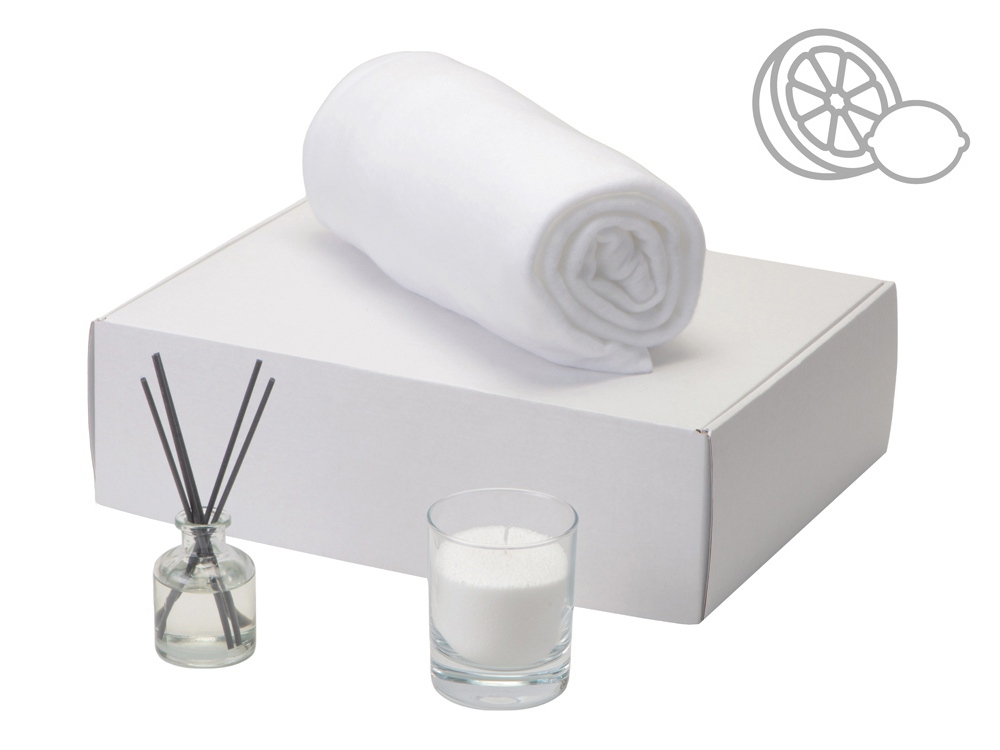Подарочный набор White light 2.0 с пледом, диффузором, насыпной свечой