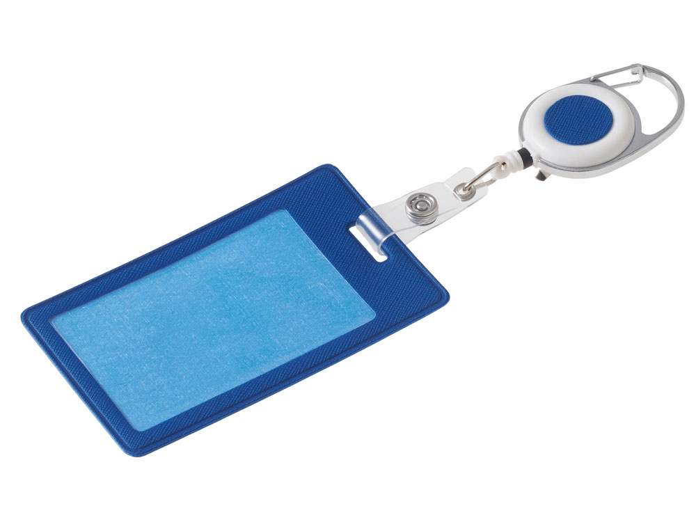 Бейдж с рулеткой-карабин Favor, синий