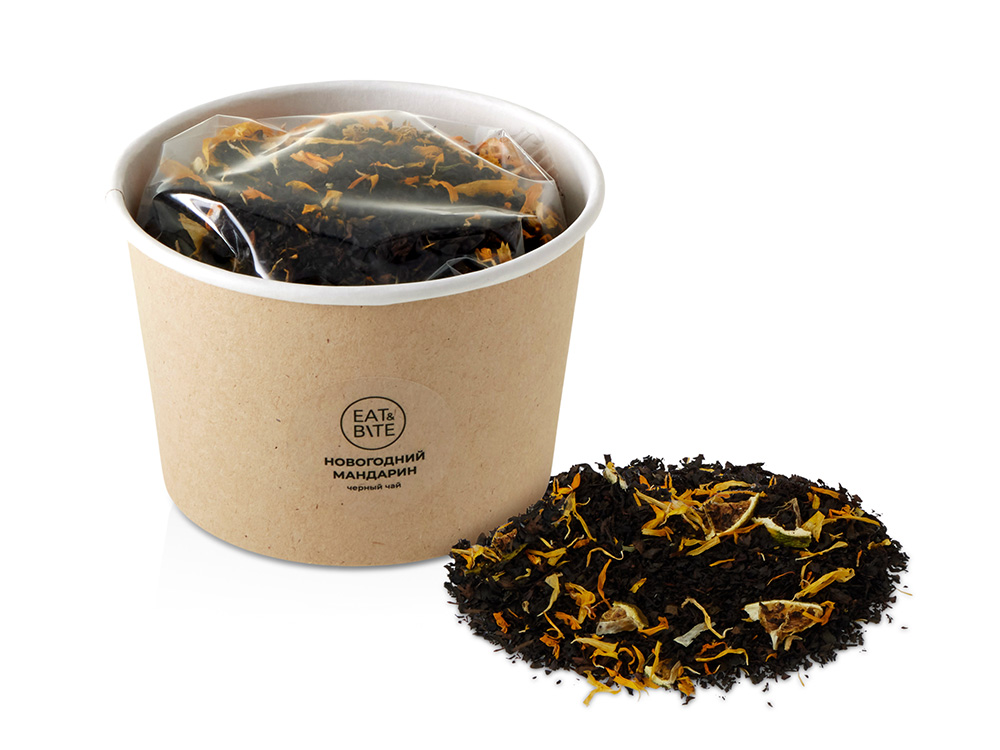Чай черный Новогодний мандарин в картонном стаканчике, 50 гр.